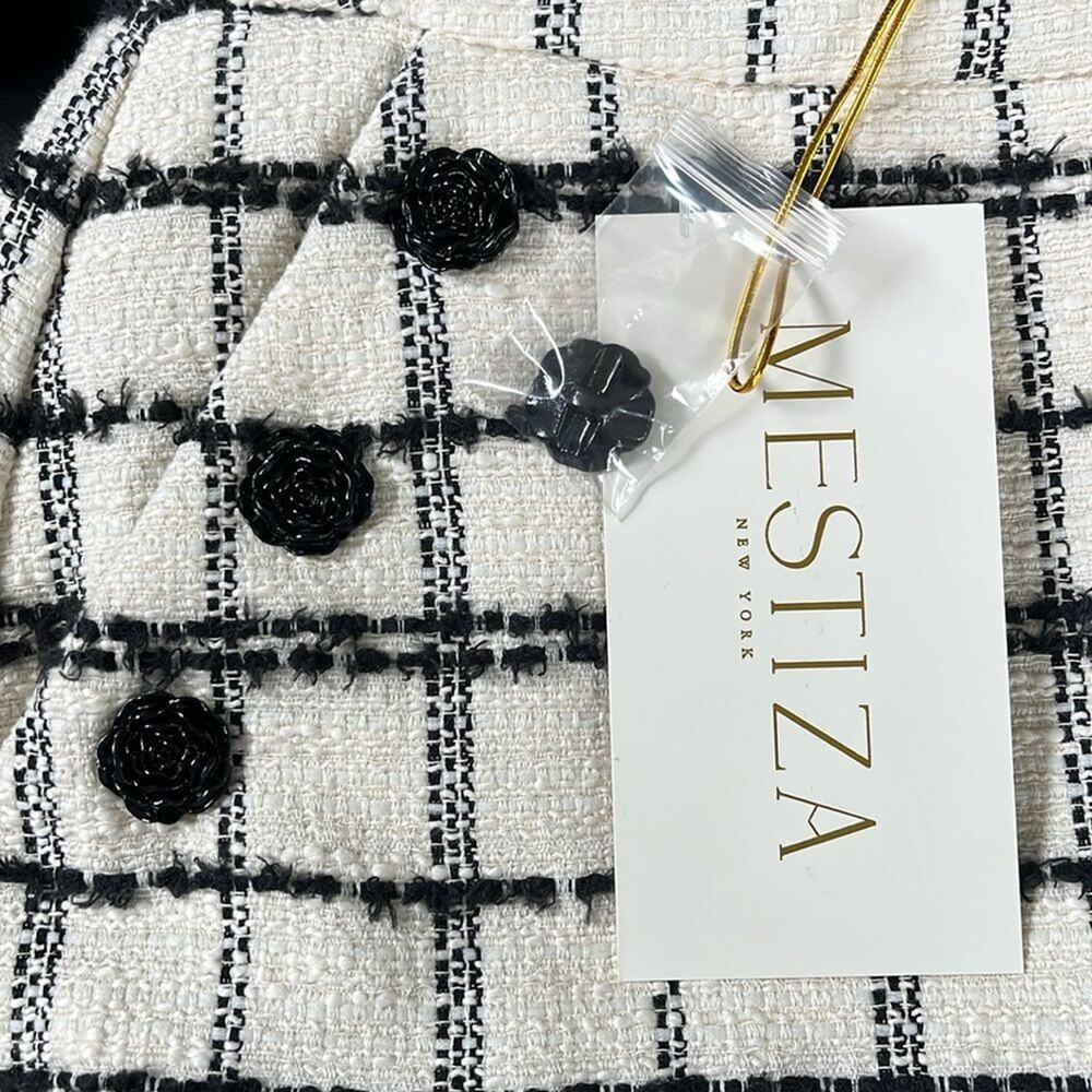 Mestiza Teresa Mini Preppy Skirt in Ivory Black Tweed Size 10 - Picture 4 of 6
